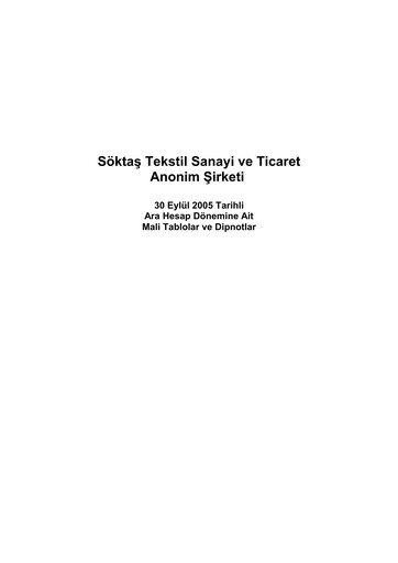 Thumbnail Söktas Tekstil Quarterly Report 2005-q3