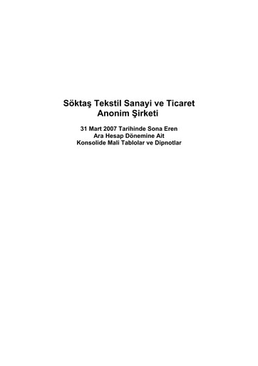 Thumbnail Söktas Tekstil Quarterly Report 2007-q1