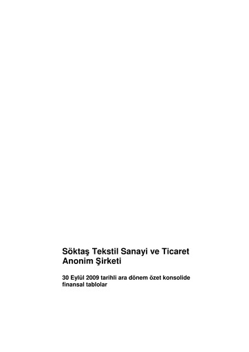 Thumbnail Söktas Tekstil Quarterly Report 2009-q3