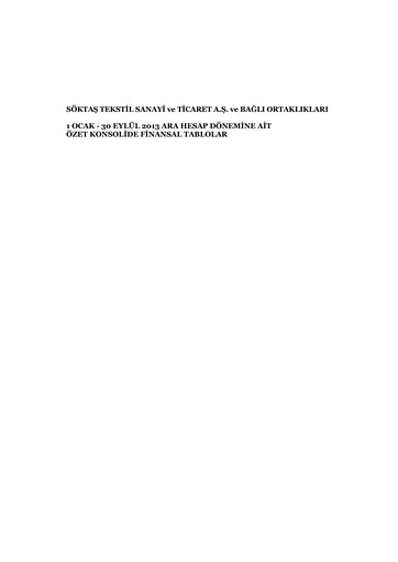 Thumbnail Söktas Tekstil Quarterly Report 2013-q3