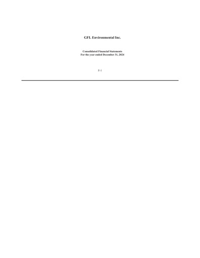 Miniature GFL Environmental
 Bilan financier 2024