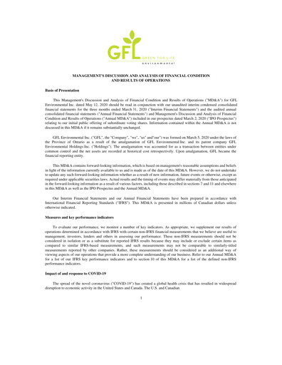 Thumbnail GFL Environmental
 Quarterly Report 2020-q1