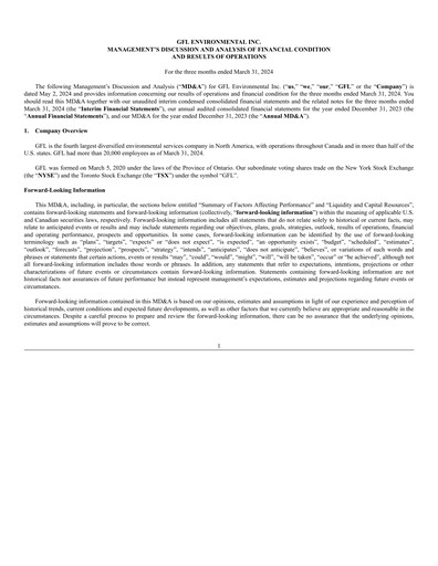 Thumbnail GFL Environmental
 Quarterly Report 2024-q1