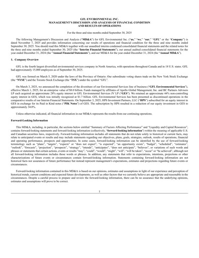 Thumbnail GFL Environmental
 Quarterly Report 2025-q3