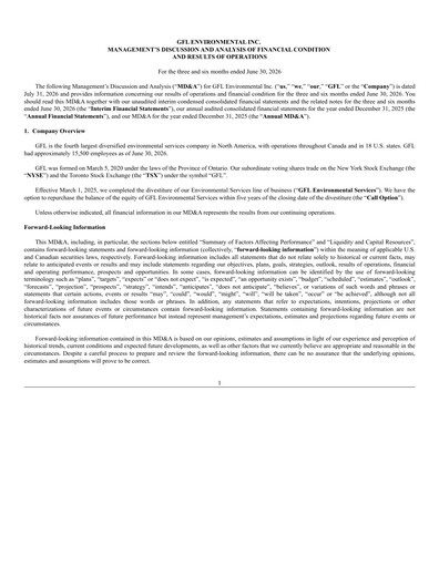 Thumbnail GFL Environmental
 Quarterly Report 2026-q2