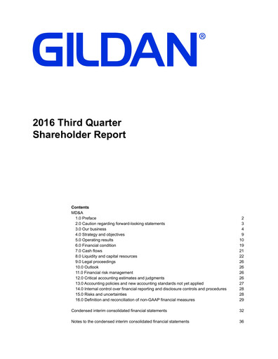 Thumbnail Gildan Quarterly Report 2016-q3