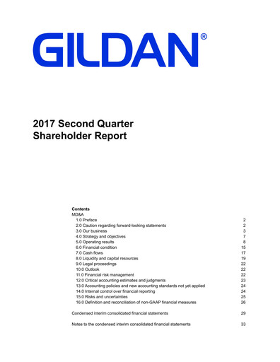 Thumbnail Gildan Quarterly Report 2017-q2