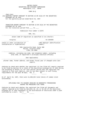 Thumbnail NVR Quarterly Report 1997-q1
