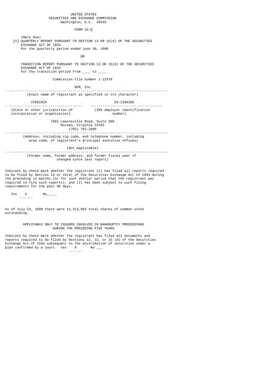 Thumbnail NVR Quarterly Report 1998-q2