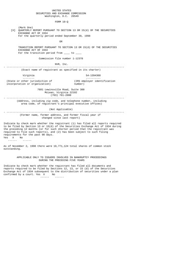 Thumbnail NVR Quarterly Report 1998-q3