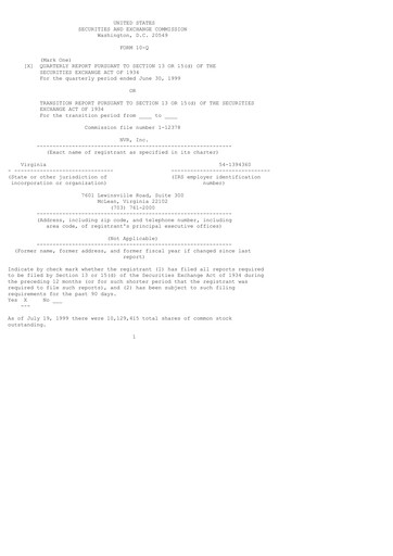 Thumbnail NVR Quarterly Report 1999-q2
