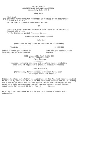 Thumbnail NVR Quarterly Report 2001-q1