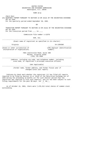 Thumbnail NVR Quarterly Report 2001-q3