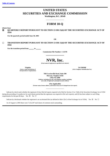 Thumbnail NVR Quarterly Report 2003-q2