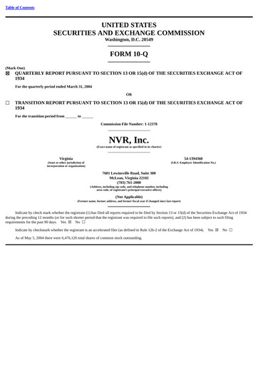 Thumbnail NVR Quarterly Report 2004-q1