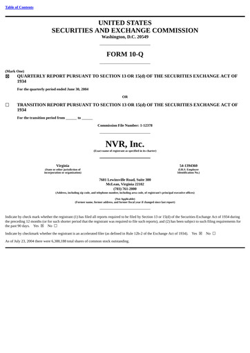 Thumbnail NVR Quarterly Report 2004-q2