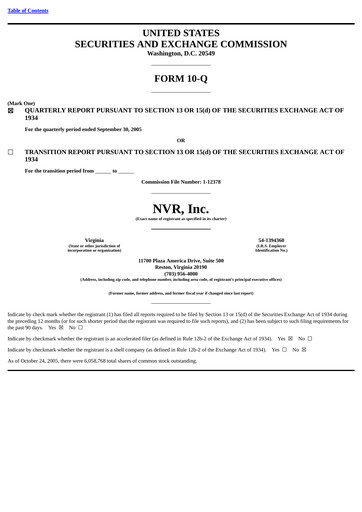 Thumbnail NVR Quarterly Report 2005-q3