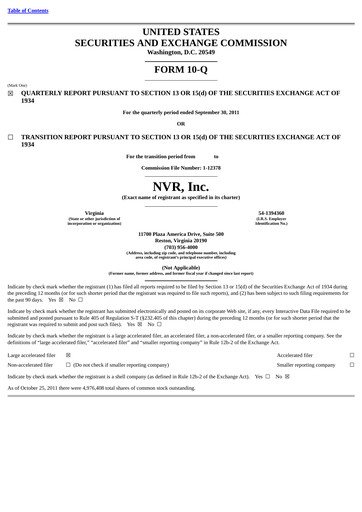 Thumbnail NVR Quarterly Report 2011-q3