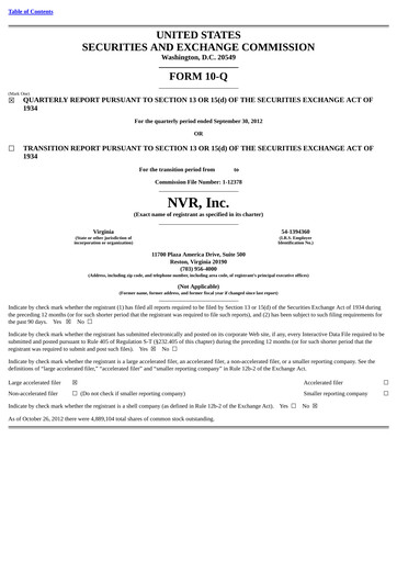 Thumbnail NVR Quarterly Report 2012-q3