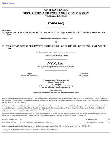 Thumbnail NVR Quarterly Report 2013-q1