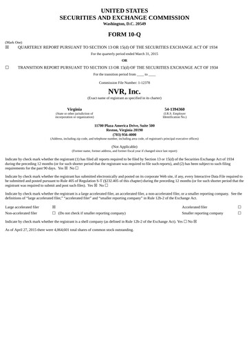 Thumbnail NVR Quarterly Report 2015-q1