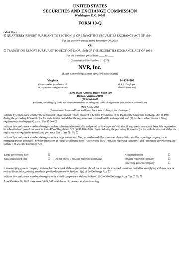 Thumbnail NVR Quarterly Report 2018-q3