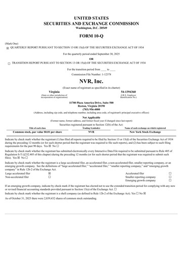 Thumbnail NVR Quarterly Report 2025-q3