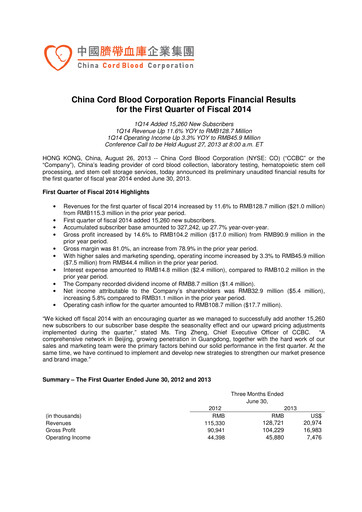 Thumbnail Global Cord Blood Quarterly Report 2013-q1