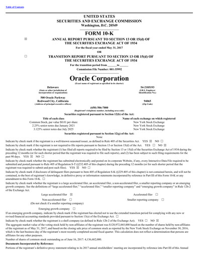 Thumbnail Oracle Annual Report 2017