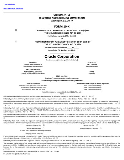 Thumbnail Oracle Annual Report 2018