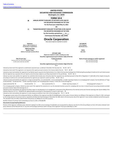 Thumbnail Oracle Annual Report 2021