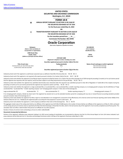 Thumbnail Oracle Annual Report 2022