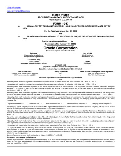 Thumbnail Oracle Annual Report 2023