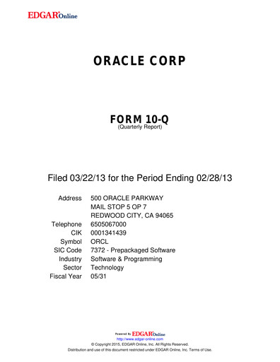 Thumbnail Oracle Quarterly Report 2013-q3