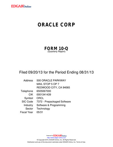 Thumbnail Oracle Quarterly Report 2014-q1