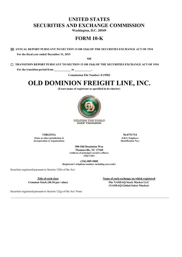 Thumbnail Old Dominion Freight Line
 Annual Report 2015