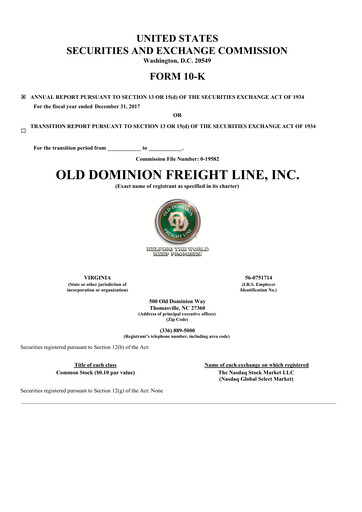 Thumbnail Old Dominion Freight Line
 Annual Report 2017