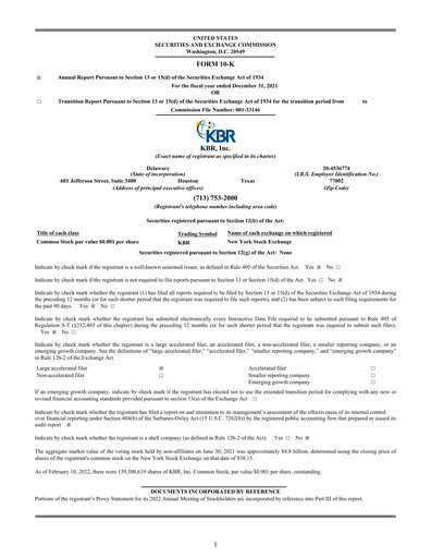 Thumbnail KBR
 Annual Report 2021