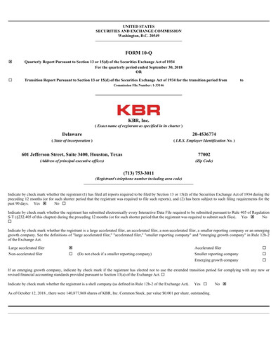Thumbnail KBR
 Quarterly Report 2018-q3