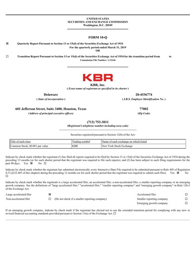 Thumbnail KBR
 Quarterly Report 2019-q1