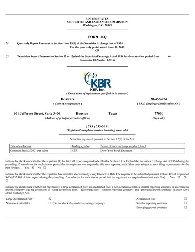 Thumbnail KBR
 Quarterly Report 2019-q2