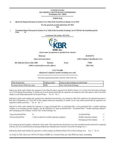 Thumbnail KBR
 Quarterly Report 2021-q2