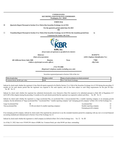 Thumbnail KBR
 Quarterly Report 2022-q2