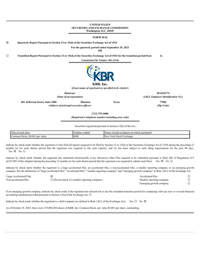 Thumbnail KBR
 Quarterly Report 2023-q3