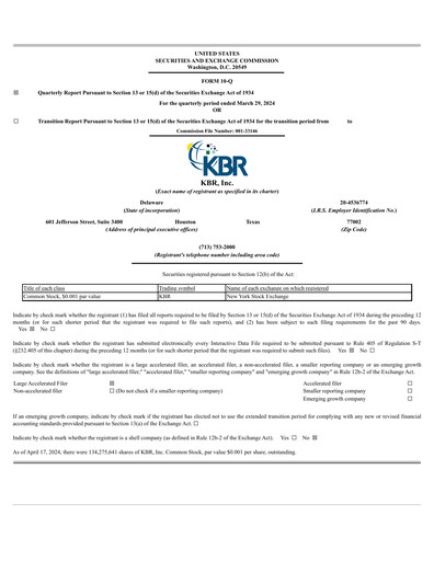 Thumbnail KBR
 Quarterly Report 2024-q1