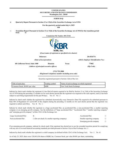 Thumbnail KBR
 Quarterly Report 2025-q2