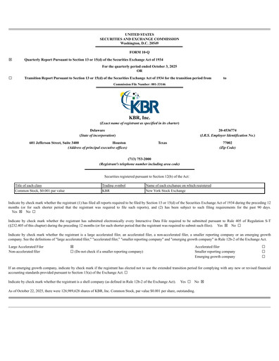Thumbnail KBR
 Quarterly Report 2025-q3