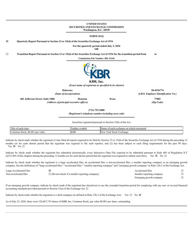 Thumbnail KBR
 Quarterly Report 2026-q2