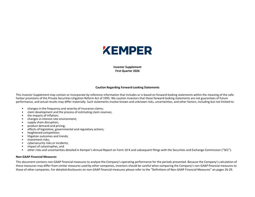 Thumbnail Kemper Quarterly Report 2026-q1