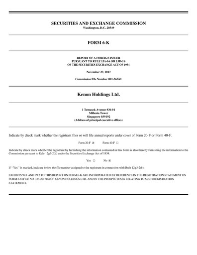 Miniature Kenon Holdings Rapport trimestriel 2017-q3